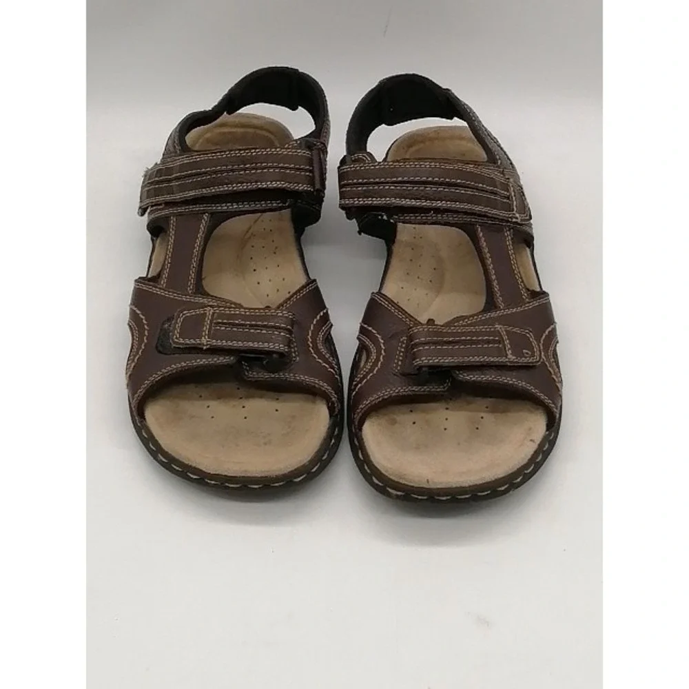 Chaps Sandals Mens Fairfax Briar Brown 9 Leather Sport Shoes Hook Loop 96-23199